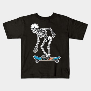 Skeleton Doing Trick On Skateboard Kids T-Shirt
